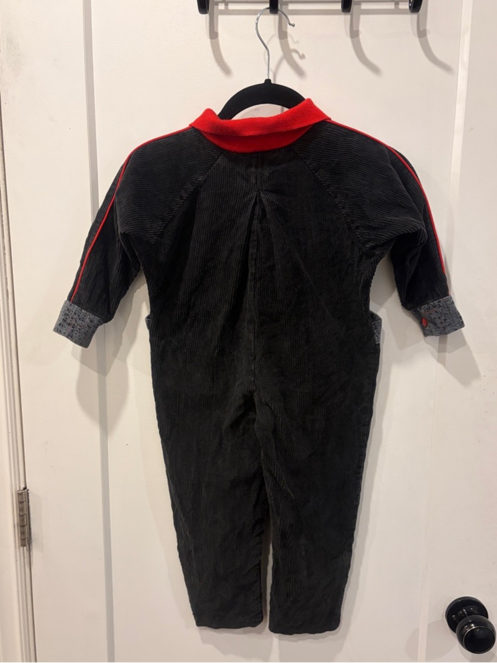 Vintage Winnie the Pooh Kids Black Corduroy Jumpsuit Red accents - Picture 7 of 15